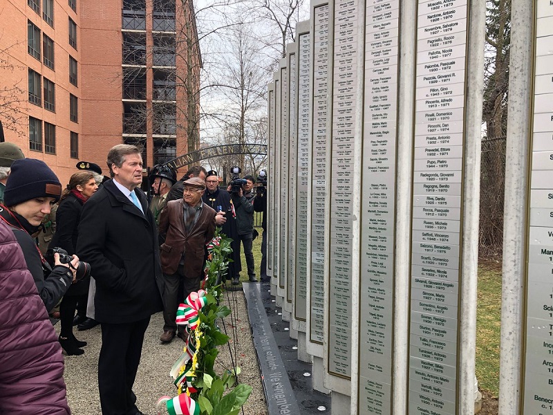 Inaugurazione Dell italian Fallen Workers Memorial Of Ontario