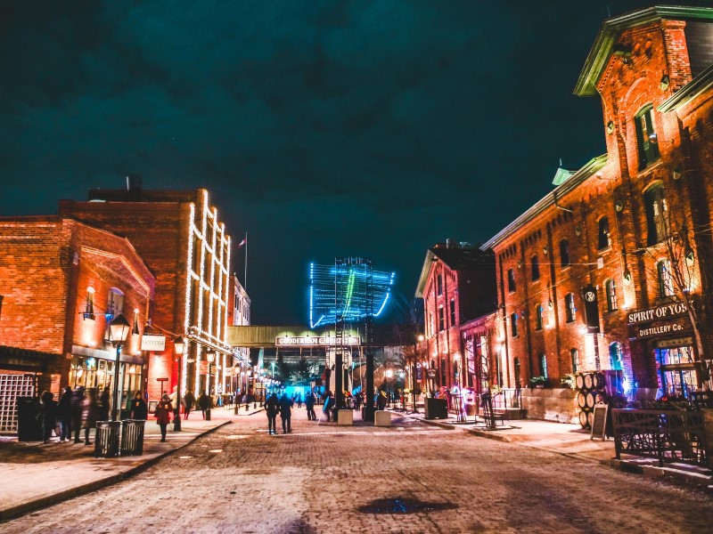 Distillery District during the toronto light festival