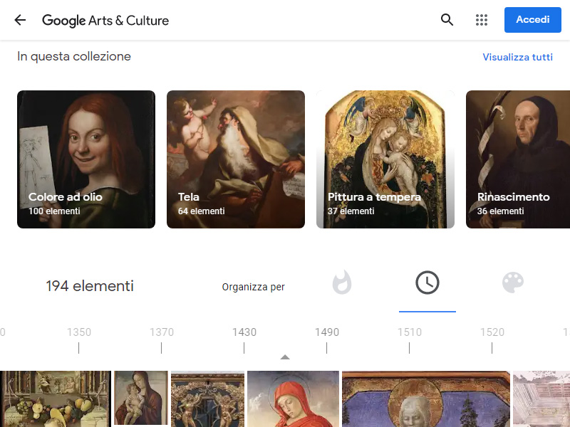 Una delle collezioni presenti sul portale Google Arts & Culture