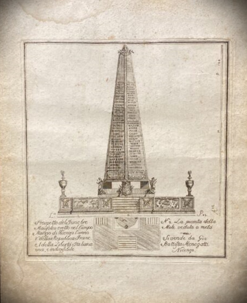 L'obelisco di Napoleone - Obelisco in una stampa d'epoca