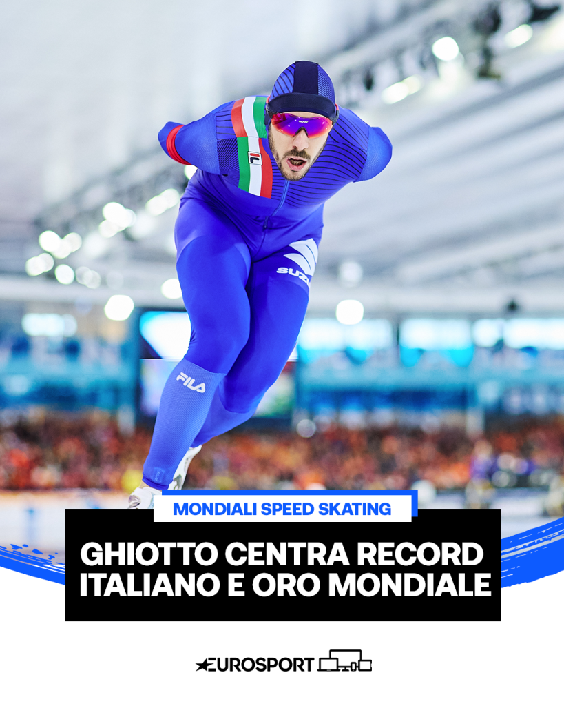 Davide Ghiotto campione sul ghiaccio - Pattinatore durante la gara
